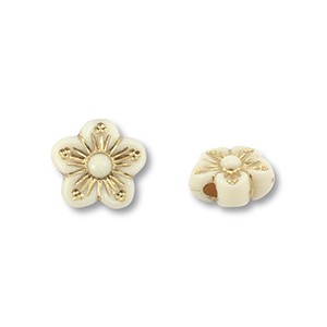 Perlen aus Acryl, Blume, Off White - Goldfarben, 8.5x9mm