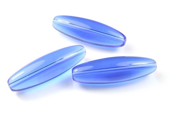 Oliven aus Kristallglas, blaue Glasperlen, 40 × 13 mm