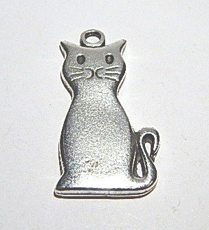 Anhänger, Katze, schlicht, Antik Silberfarben, 46x24mm