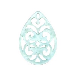 Anhänger für Statementschmuck, Resin, Tropfen, Barock, Bleached Aqua, 38x27mm