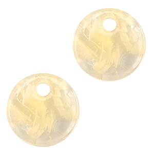 Resinanhänger, rund, Sand Beige Transparent, 12mm