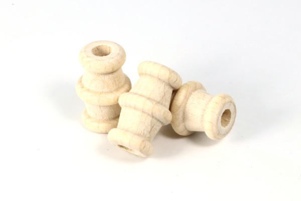 Holzperlen, Formhülse mit Rille, Natur, ca. 19mm