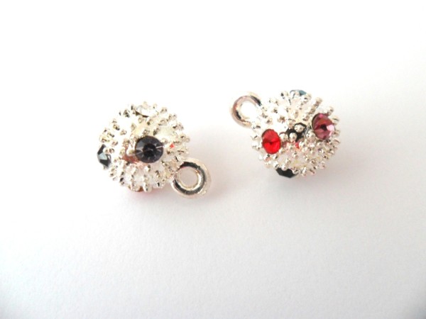 Anhänger mit buntem Kristall, Silberfarben, 10mm