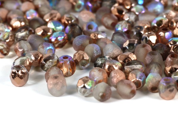 Schliffperlen, Crystal Etched Copper Rainbow, 4mm, 50 Stück