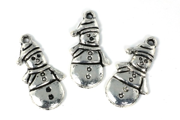 Anhänger, Schneemann, Antik Silberfarben, 25x13mm