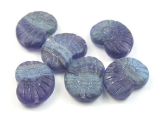 Perlen, böhmisch, Schnecken in Steinoptk, Blau, 13x17mm