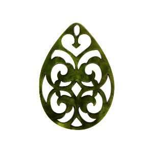 Anhänger aus Kunstharz, Tropfen, Barock, Dark Olive Green, 38x27mm