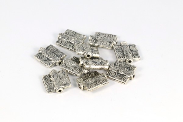 Metallperlen, Quadrat, orientalisch verziert, 12x10x3mm