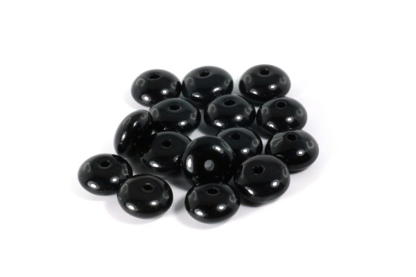 Böhmische Glasperlen, Linsen, Schwarz, 7mm