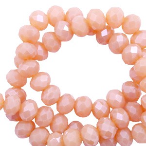 Schliffperlen, Rondelle, Beige Rose Opal-Pearl Shine coating, 4x3mm