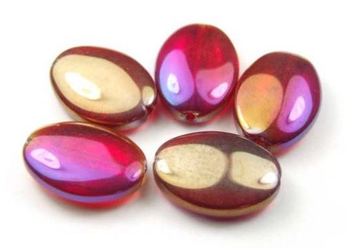 Glasperlen, oval, Rot Lüster, 18x13mm