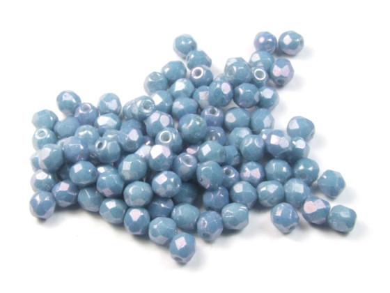Glasschliffperlen, böhmisch, Soft Blue, 4mm, 50 Stück