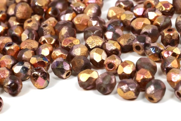 Schliffperlen, böhmisch, Crystal Etched Full Capri Rose, 4mm, 50 Stück