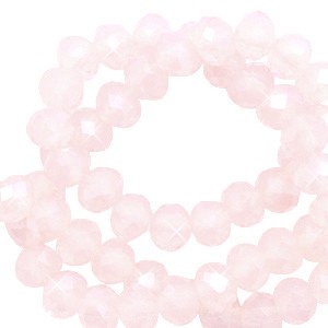 Glasperlen mit Schliff, Rondelle, Soft Pink Opal-Pearl Shine coating, 4x3mm