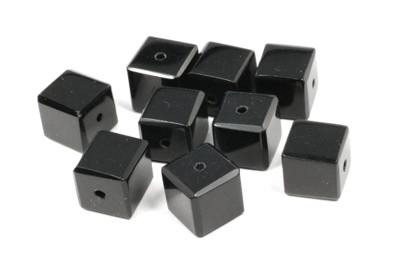 Glaswürfel mit Schliff, Kristallglas, Schwarz, 10x10mm