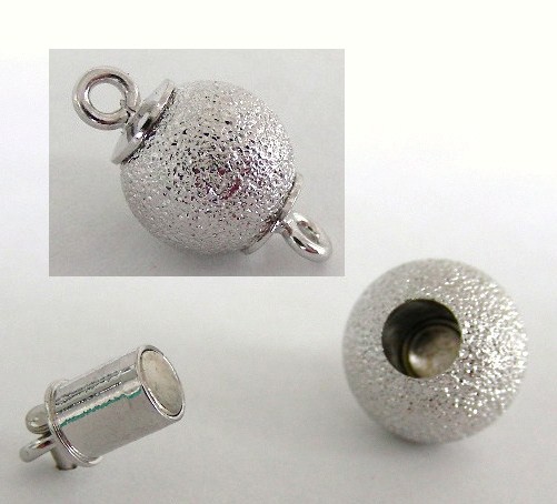 Magnetverschluss, satiniert, rhodiniert, 10mm