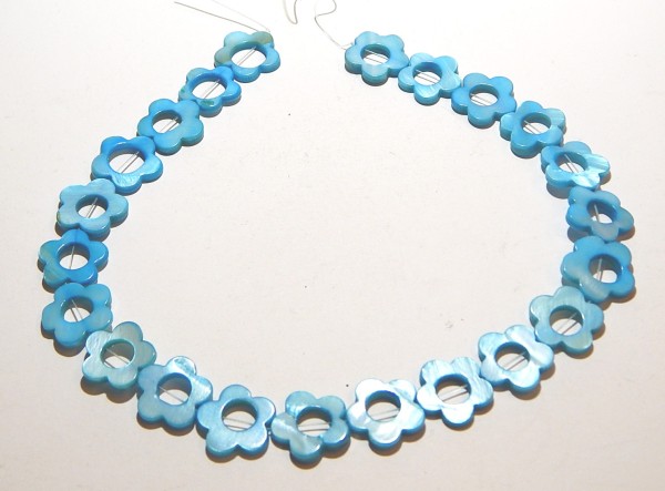 Muschelperlen, Blume, Türkis, 19mm