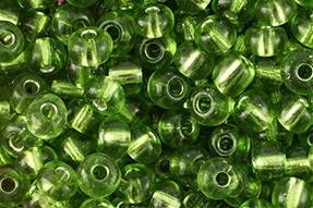 Rocailles, rund, Grün mit Silberfolieneinzug, 15gr., 12/0, 2mm