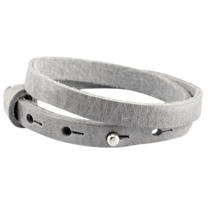 Cuoio Wickelarmband, Leder, 8mm, Natural Grey, 43cm