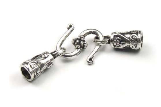 Kappelverschluss mit Schmuckhaken, Antik Silberfarben