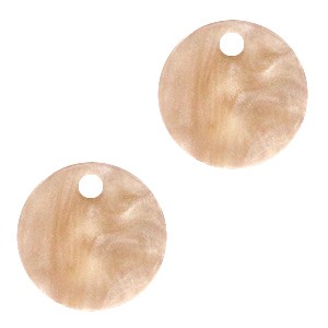 Resin Anhänger, rund, Beige Brown, 12mm