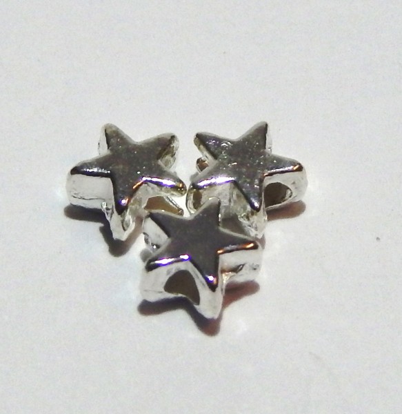 Metallperlen, Sterne, Silberfarben, 5x3mm