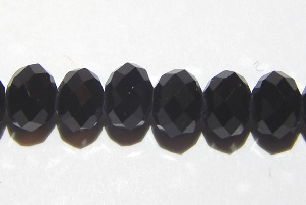Glasschliffperlen, Rondelle, Schwarz, 6x8mm
