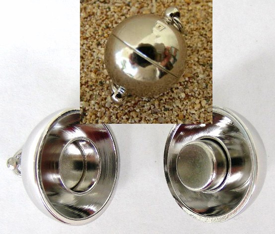 Magnetverschluss, stark, rund, rhodiniert, 12mm