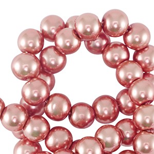 Glasperlen, Coral Pink, 4mm