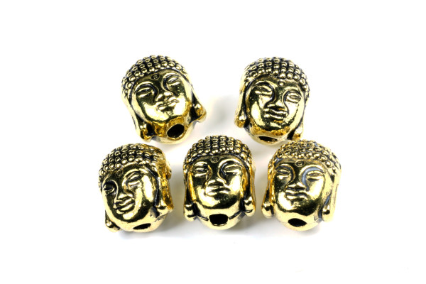 Metallperlen, Buddhakopf, Goldfarben, 10x8mm
