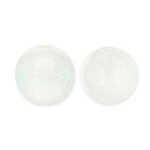 Acrylperlen, rund, mit türkis Glitzer, Weiß, 6mm