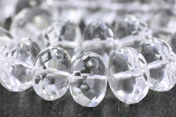 Schliffperlen, Rondell, böhmisch, Crystal, 17x11mm