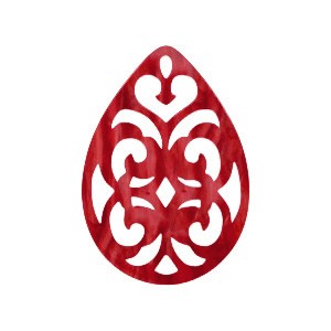 Resin Anhänger, Statement Elemente, Tropfen, Barock, Chilli Red, 38x27mm