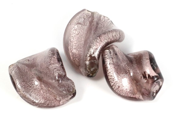 Folienperlen, gedrehtes Blatt, Aubergine, 17mm