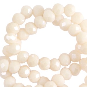 Glasschliffperlen, Rondelle, Beige-Pearl Shine coating, 6x4mm