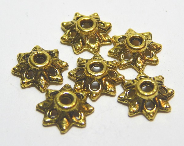 Perlkappen, Stern, Goldfarben, 9x3mm