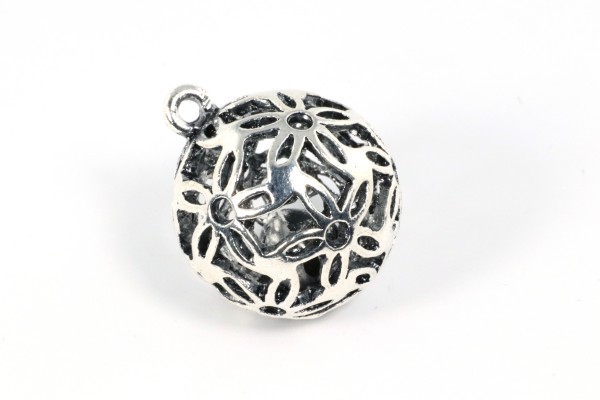 Anhänger, Engelsrufer, Blumen, Silberfarben 24mm