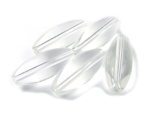 Glasperlen Oliven, Kristallglas, 29 × 12 mm, Transparent