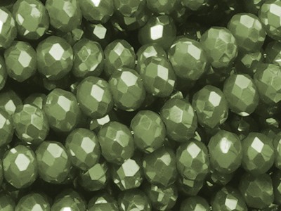 Glasperlen, facettiert, Rondelle, Oliv, 2.1x2.7mm, ca. 150 Stück per Strang
