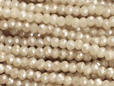Glasperlen, facettiert, Rondelle, Beige Shiny, 1.7x2.5mm, ca. 175 Stück per Strang