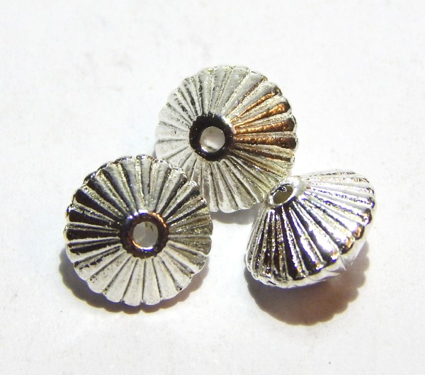 Metallperlen, Kreisel, Silberfarben, 7x5mm