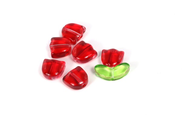 Lampenperlen, Tulpen, Rot, 9mm