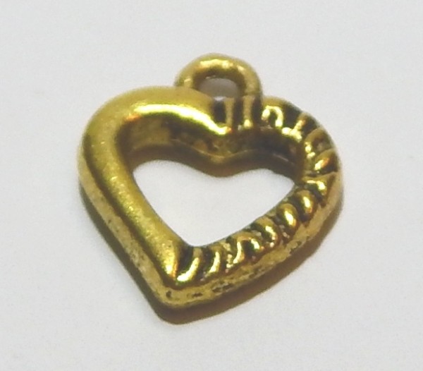 Anhänger, Herz, Antik Goldfarben, 17x13m