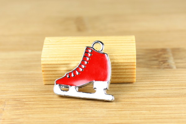 Anhänger, Schlittschuh, Rot-Weiß, 25mm