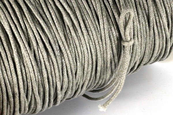Baumwollband, gewachst, Grüngrau, 1.5mm