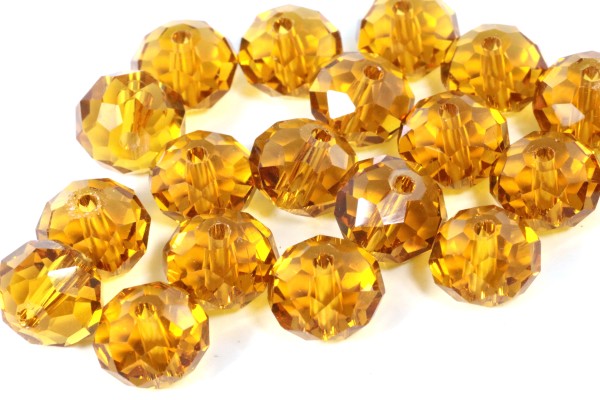 Glasschliffperlen, Rondelle, Topaz, 6x8 mm