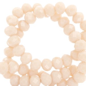 Glasperlen, Facettschliff, Rondell, Peach Beige-Pearl Shine coating, 6x4mm