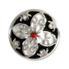 Mini Schmuckdruckknopf, Blüte mit rotem Strass mittig, 12mm