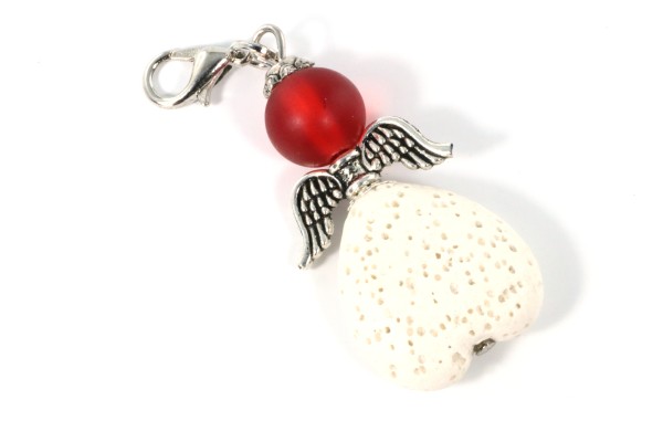 Perlenengel mit Lavaherzen & roten Glasperlen – liebevoll handgearbeitet