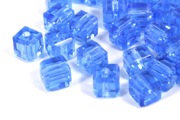 Glaswürfel mit Schliff, Sapphire, 4x4mm